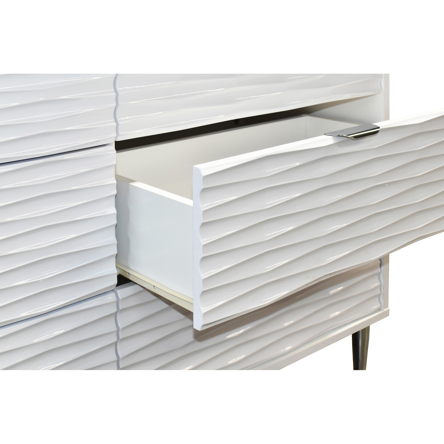 DG Casa Kara White Wood and Metal 6 Drawer Dresser with Gloss Finish