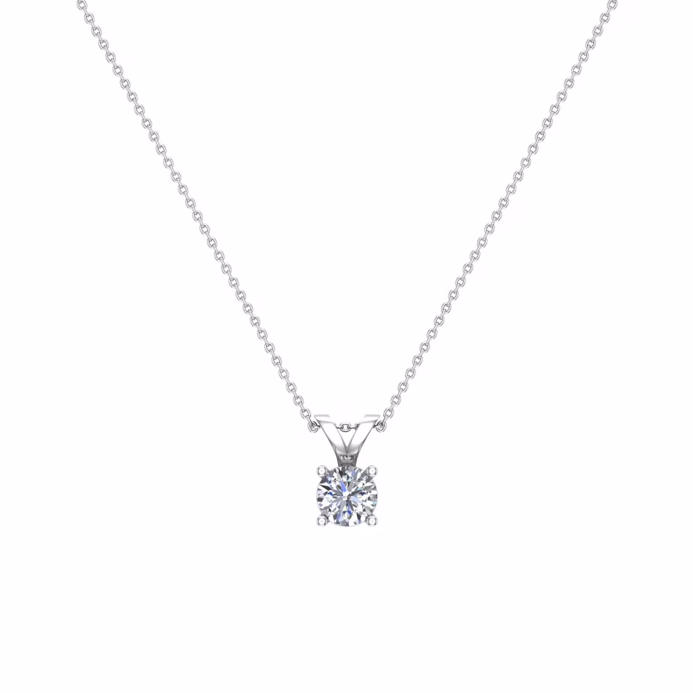 2/3 CT TW Round Brilliant Diamond Pendant Necklace for Women 14K White Gold (G, SI)