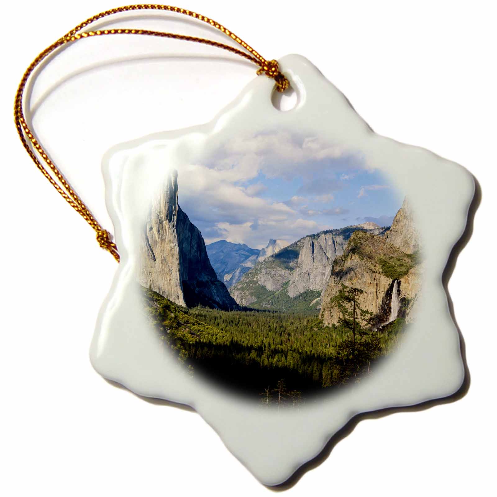 3dRose El Capitan, Half Dome, Yosemite, California, USA - US05 TNO0006 - Tom Norring, Snowflake Ornament, Porcelain, 3-inch