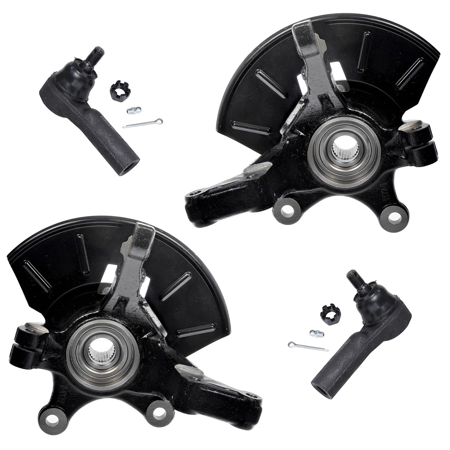 Detroit Axle - Front Steering Knuckles & Wheel Hub Bearings + Outer Tie Rods Kit Replacement for Escape Tribute Mariner - 4pc Set