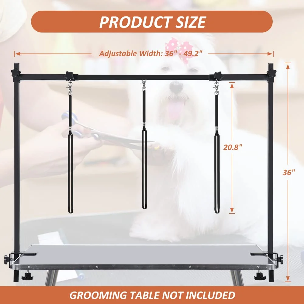 SMONTER Dog Grooming Arm with Clamp, H-Shape Adjustable Dog Grooming Table Arm with Loop Noose, Height and Width Adjustable Pet Grooming Supplies for Dogs and Cats