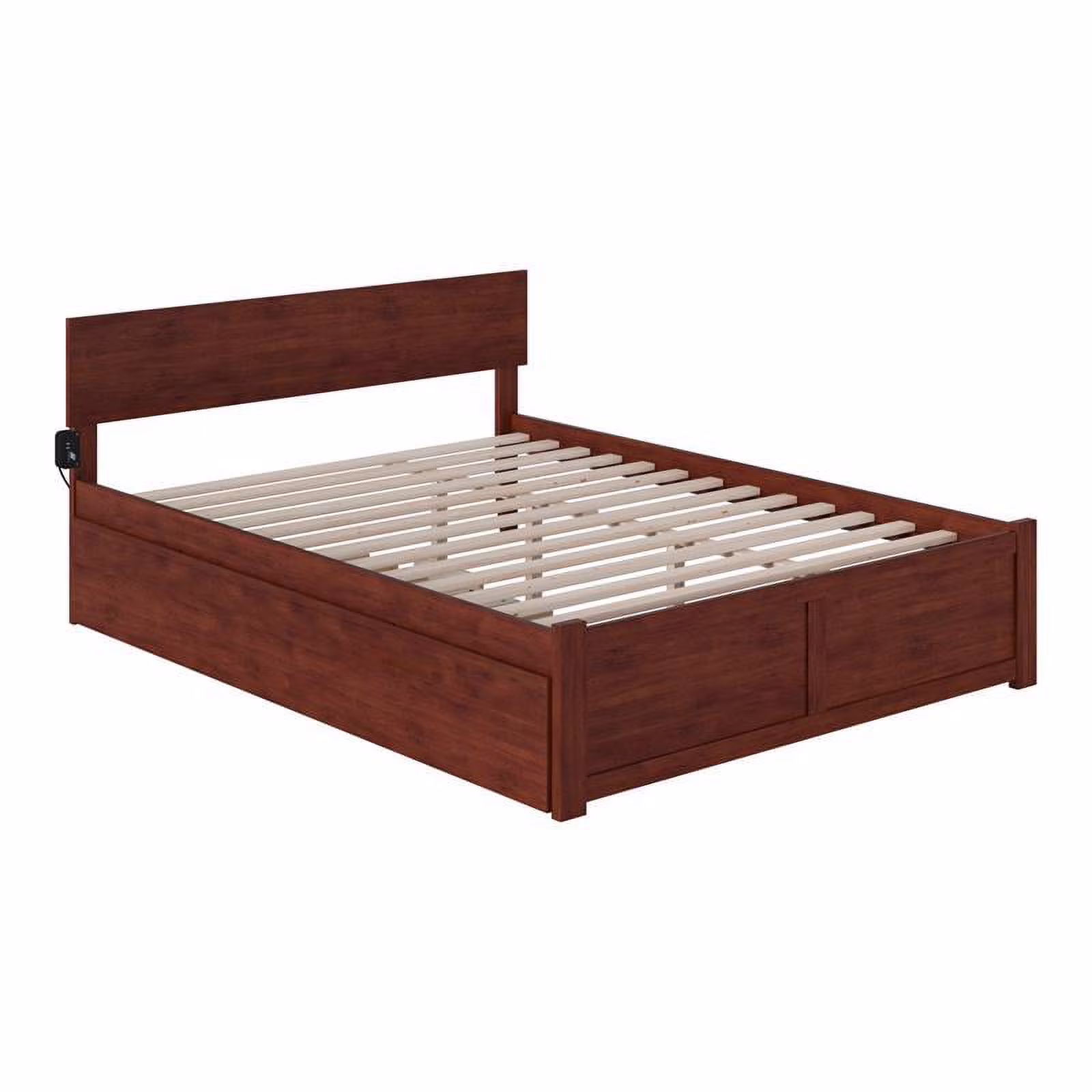 Bowery Hill Wood Queen Bed with Footboard/Trundle in Walnut