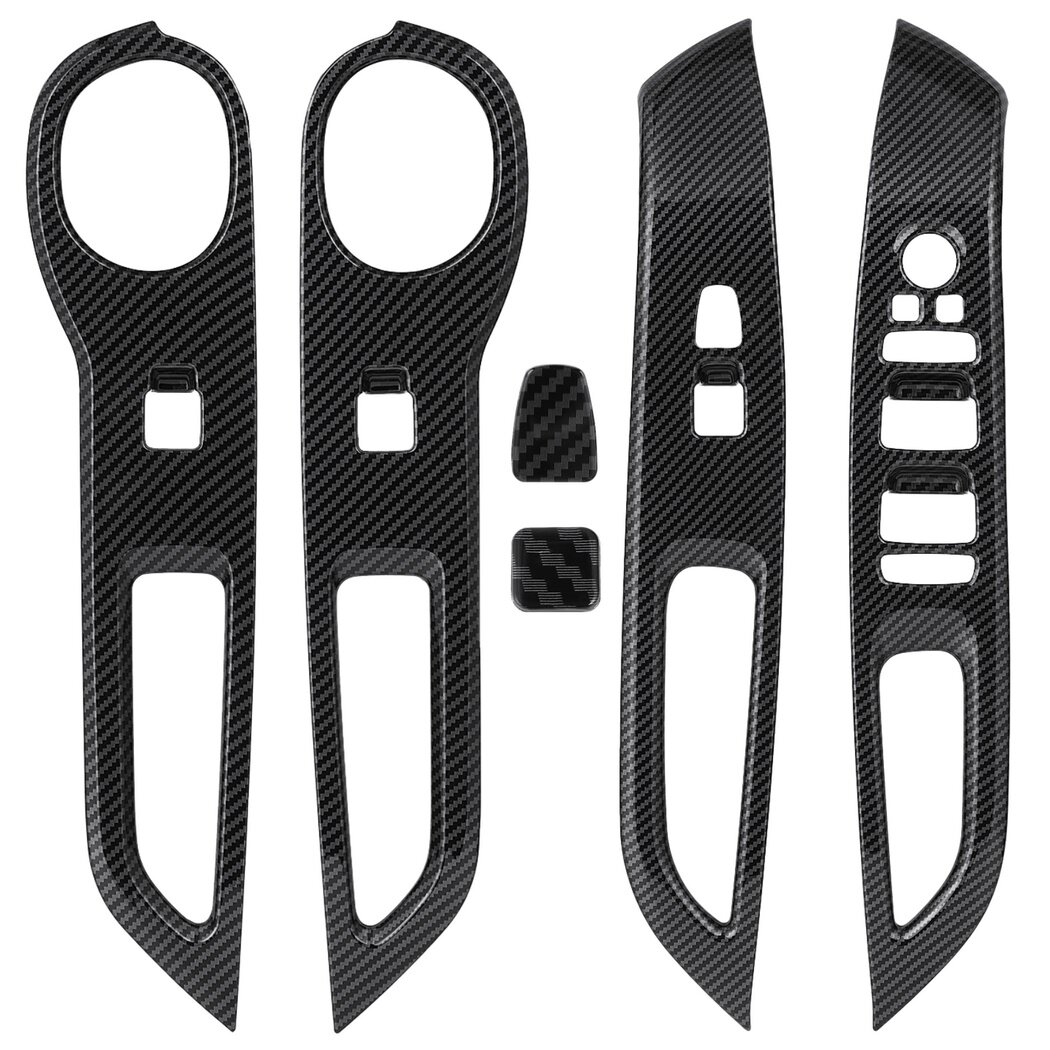Car Window Glass Lift Panel Cover, Car Door Window Glass Lift Switch Buttons Panel Cover Trim, Car Window Panels Protective Covers with Carbon Fiber Pattern, Compatible with 2022 Hyundai Santa Cruz