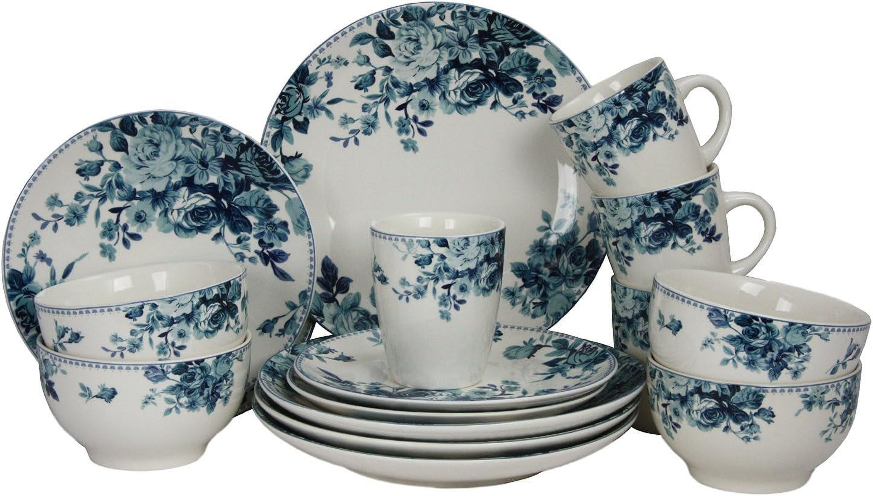 Traditional Blue And White 16 Piece Dinnerware Set