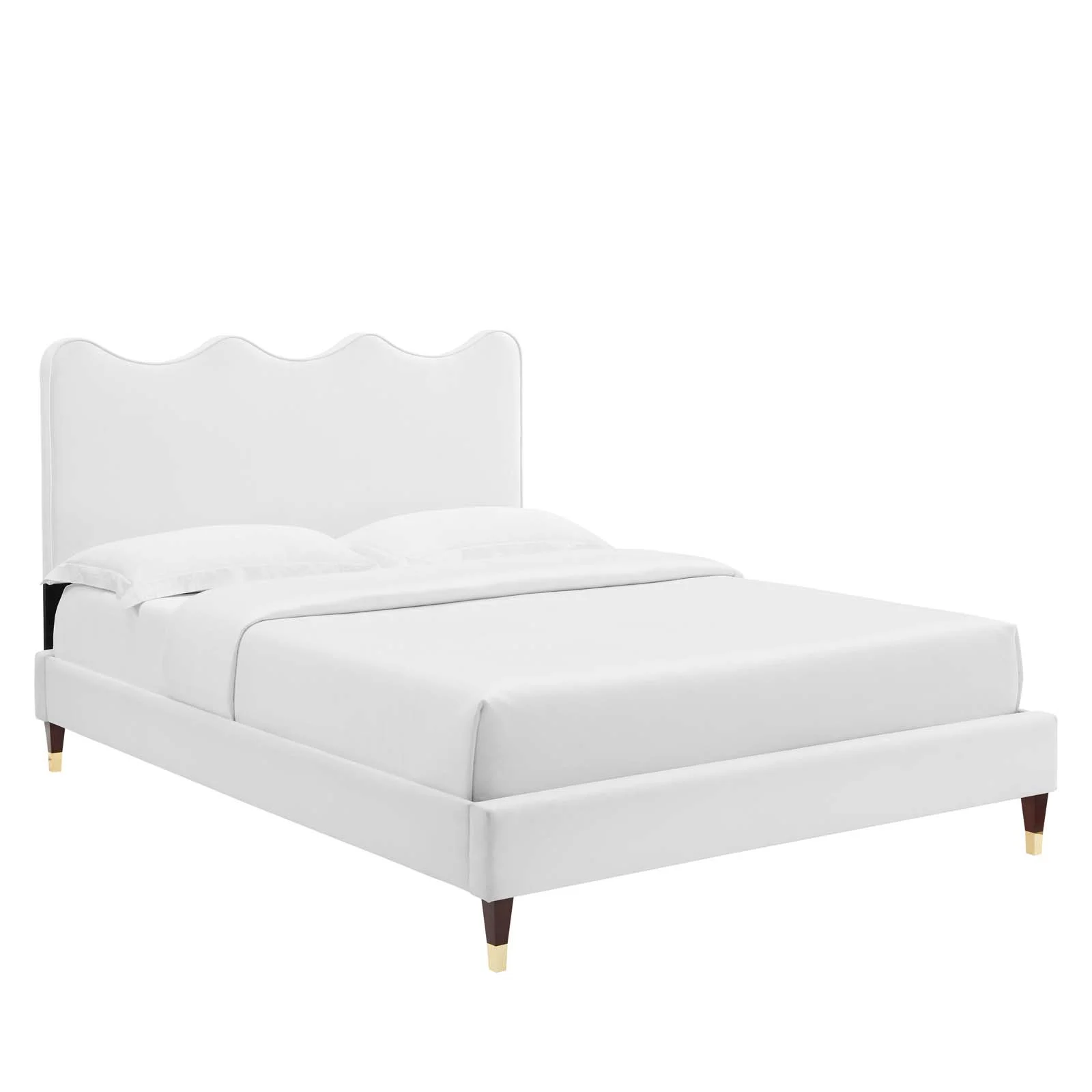 Modway Current Performance Velvet Twin Platform Bed in White
