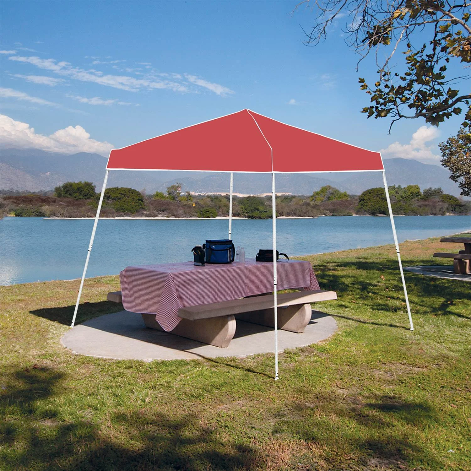 Z-Shade 10' x 10' Push Button Angled Leg Instant Shade Canopy Tent, Red