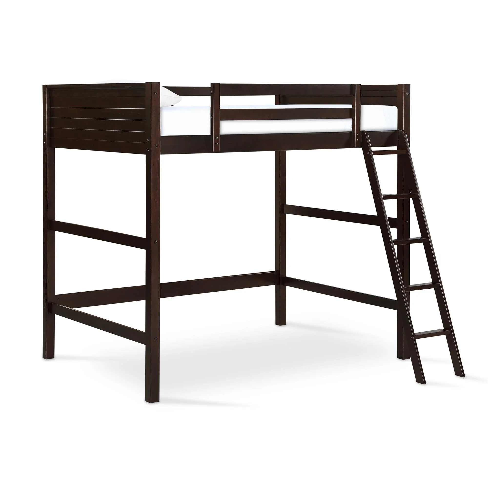 Your Zone Kiarah Full Size Loft Bed with Ladder, Espresso