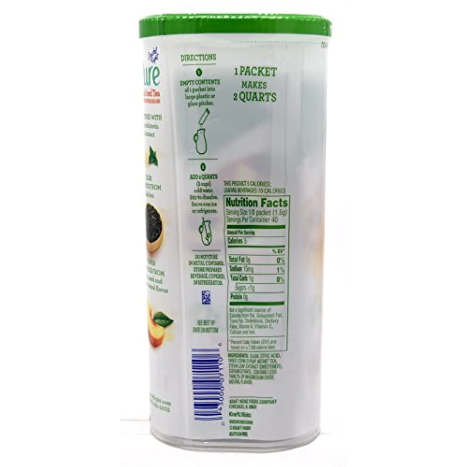 Crystal Light Pure Peach Iced Tea Drink Mix, 10-Quart Canister (4 Canister Pack)