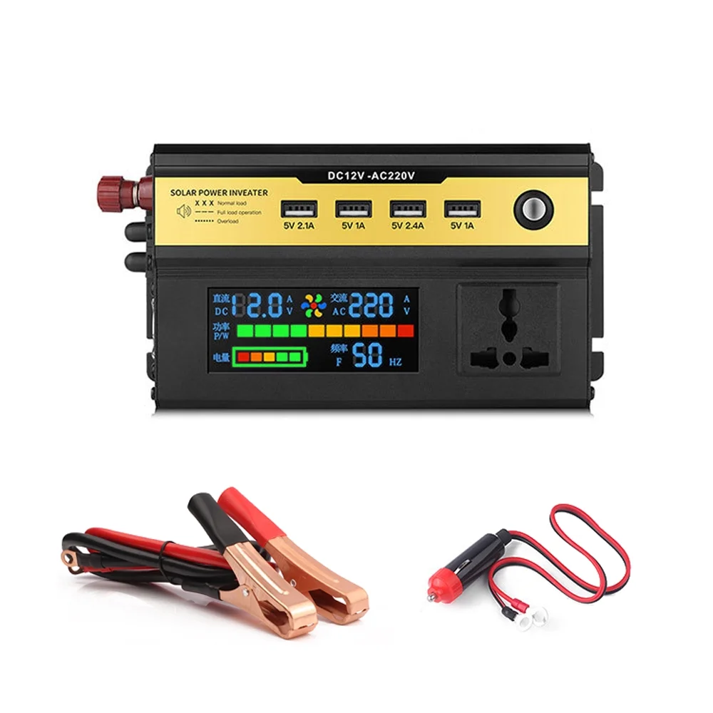 Dcenta 3000W Car Power Inverter LED Digital Modified Sinewave Inverter 12V to 220V Converter with AC Outlets 4 USB Charging Ports for Car Vehicle Home Laptops