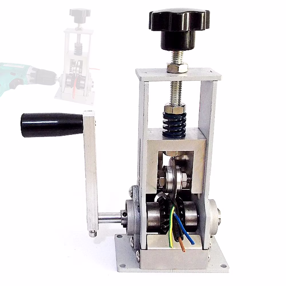 Walmeck Portable Household Wire Stripper Steel Frame Manual Wire Stripping Tool 1-21mm Cable Peeling Machine with Hand Crank Support Use with Hand Electric Drill