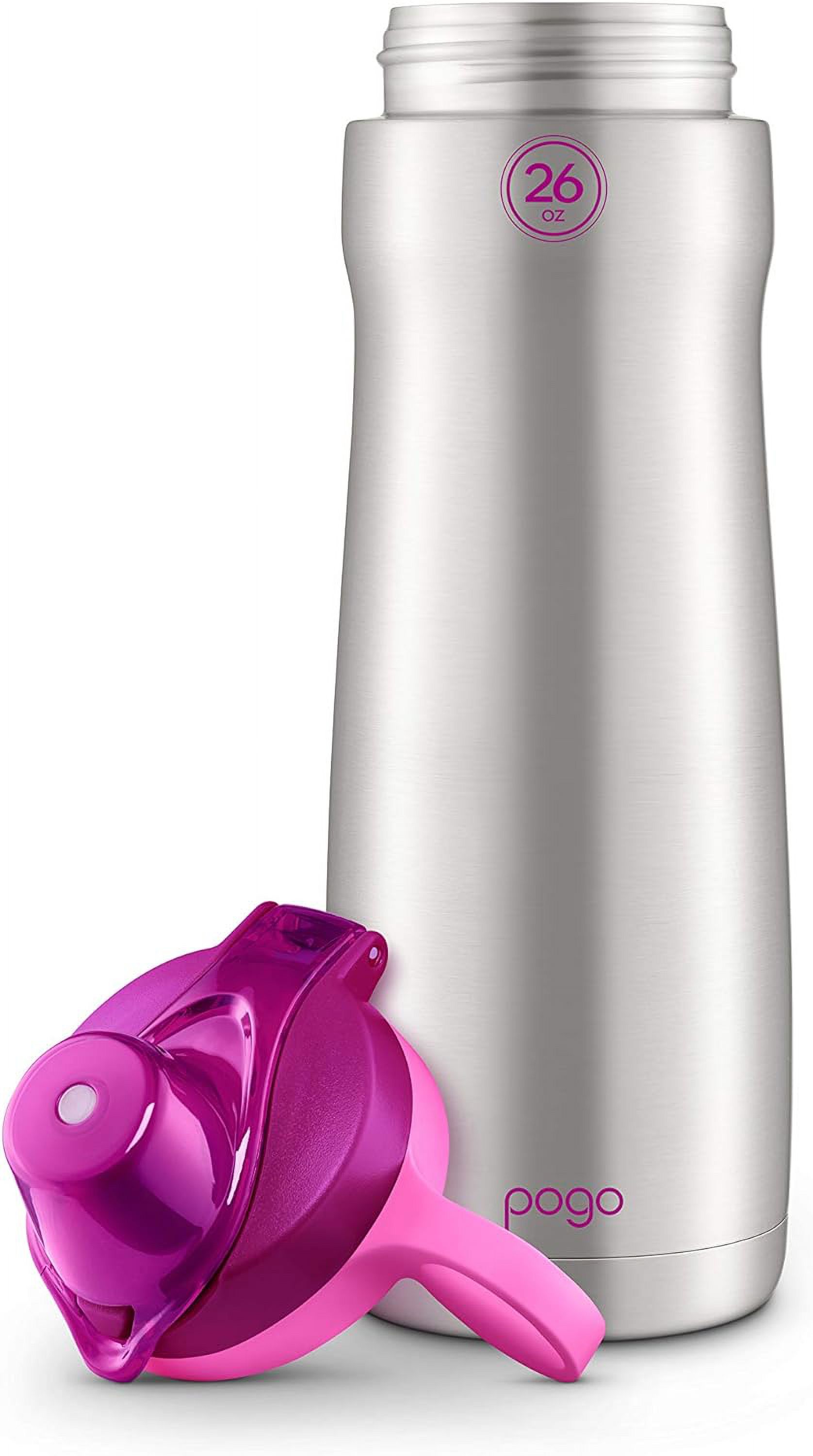 Pogo Vacuum Insulated Stainless Steel Water Bottle with Leak Proof Chug Lid and Silicone Carry Loop - 26oz