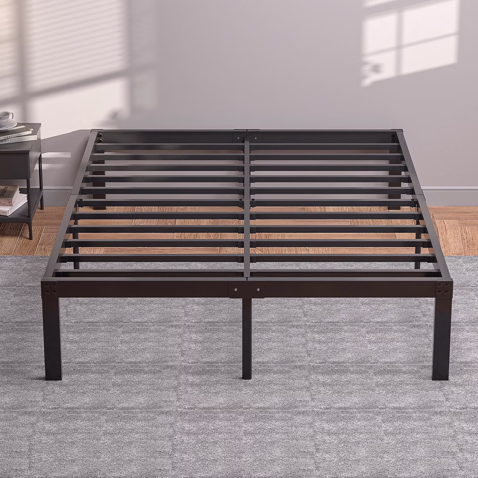 Gewnee Heavy Duty Queen Size Metal Platform Bed Frame with Under Bed Storage Space,Black