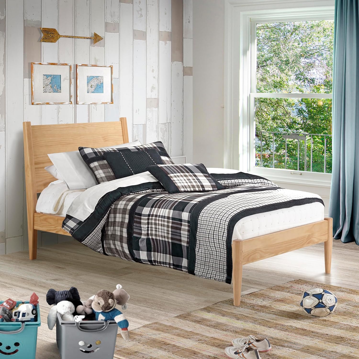 Panel Bed - Full Size - Scandinavian Oak Finish