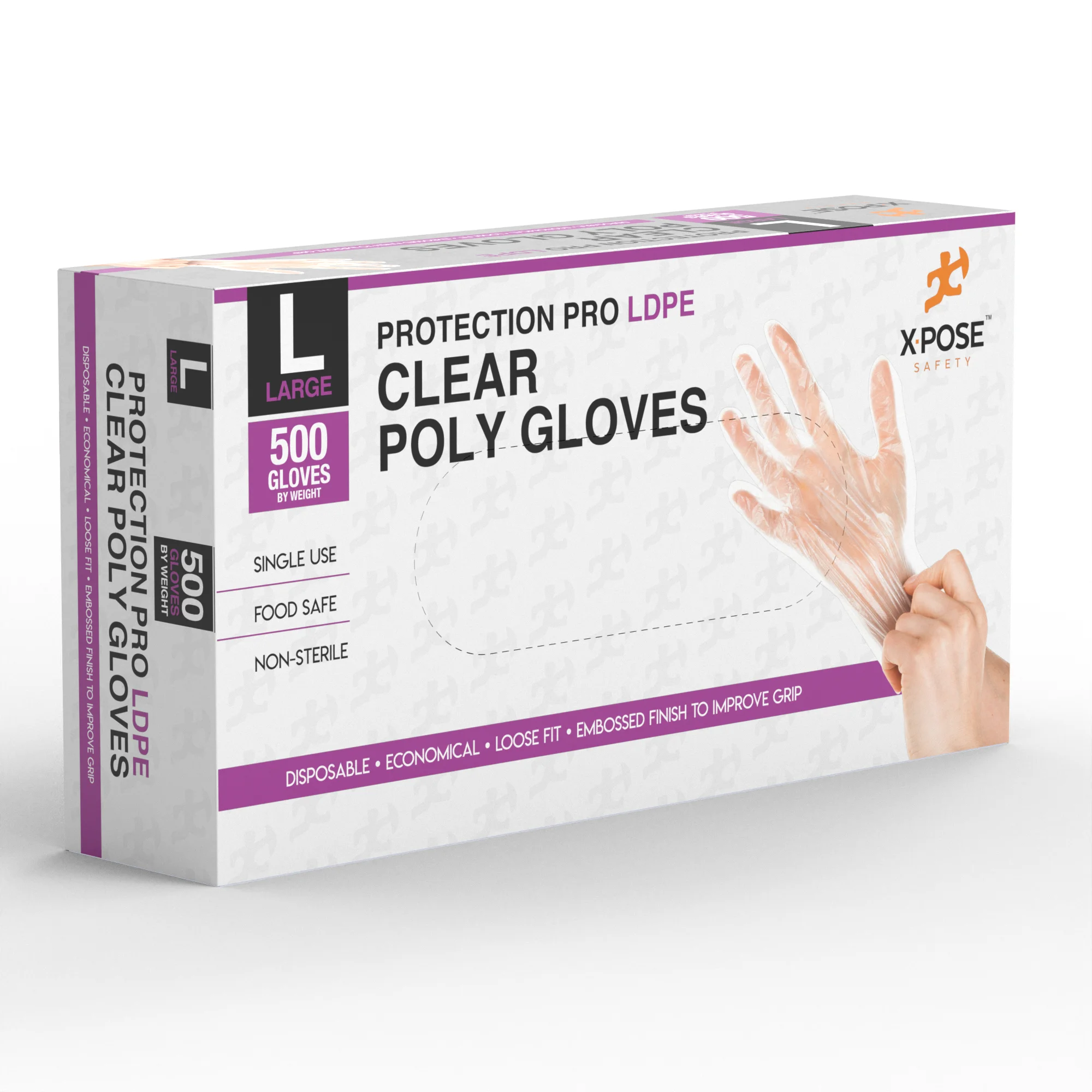 Large Disposable Food Prep Poly Gloves Transparent Embossed Latex Free Kitchen Gloves, Plastic Gloves for Food Handling, Serving (1000 Gloves)