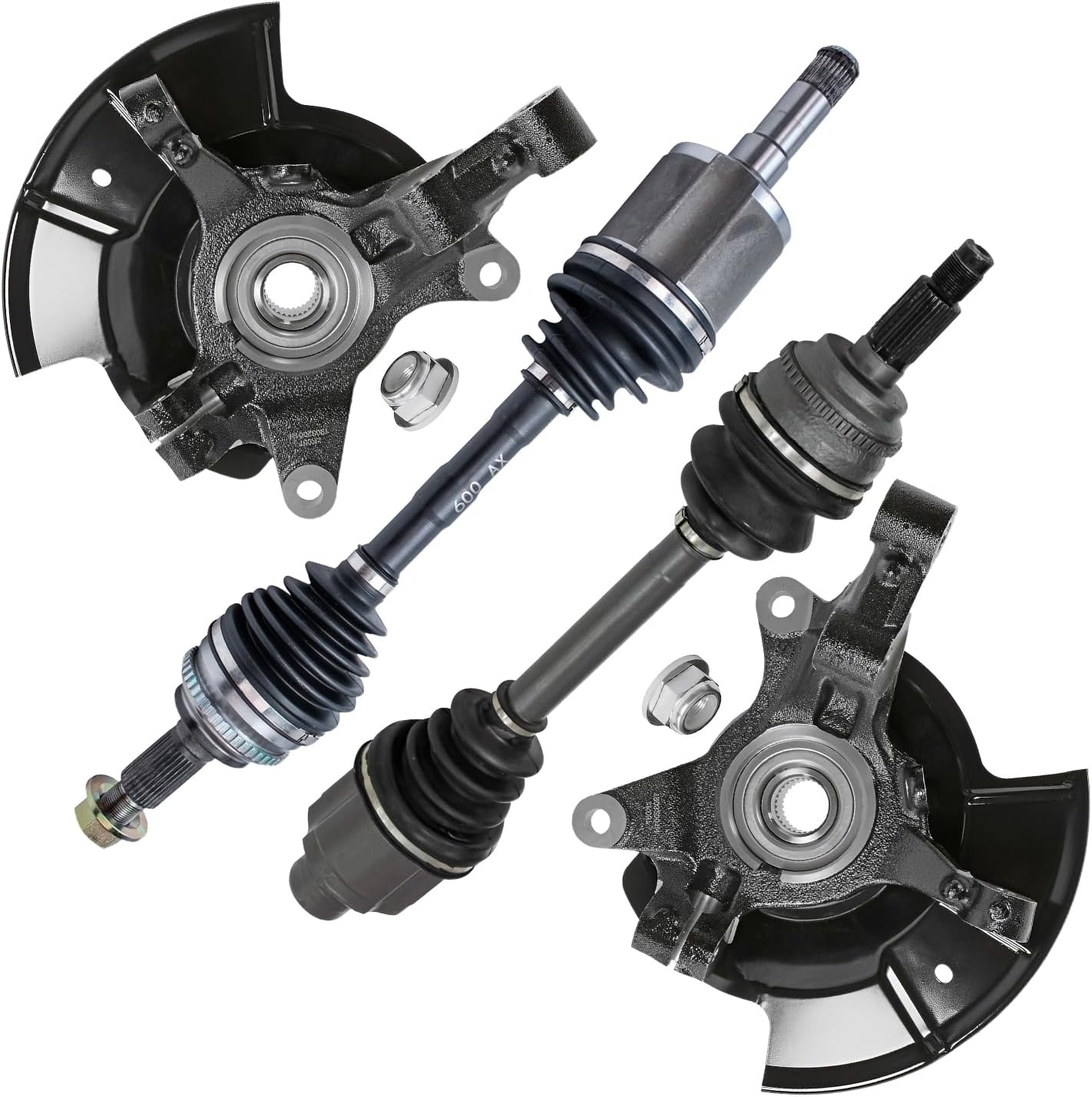 Detroit Axle - AWD Front Steering Knuckles w/ Wheel Hub Bearings + CV Axles Assembly Replacement for 2011-2014 Ford Edge - 4pc Set