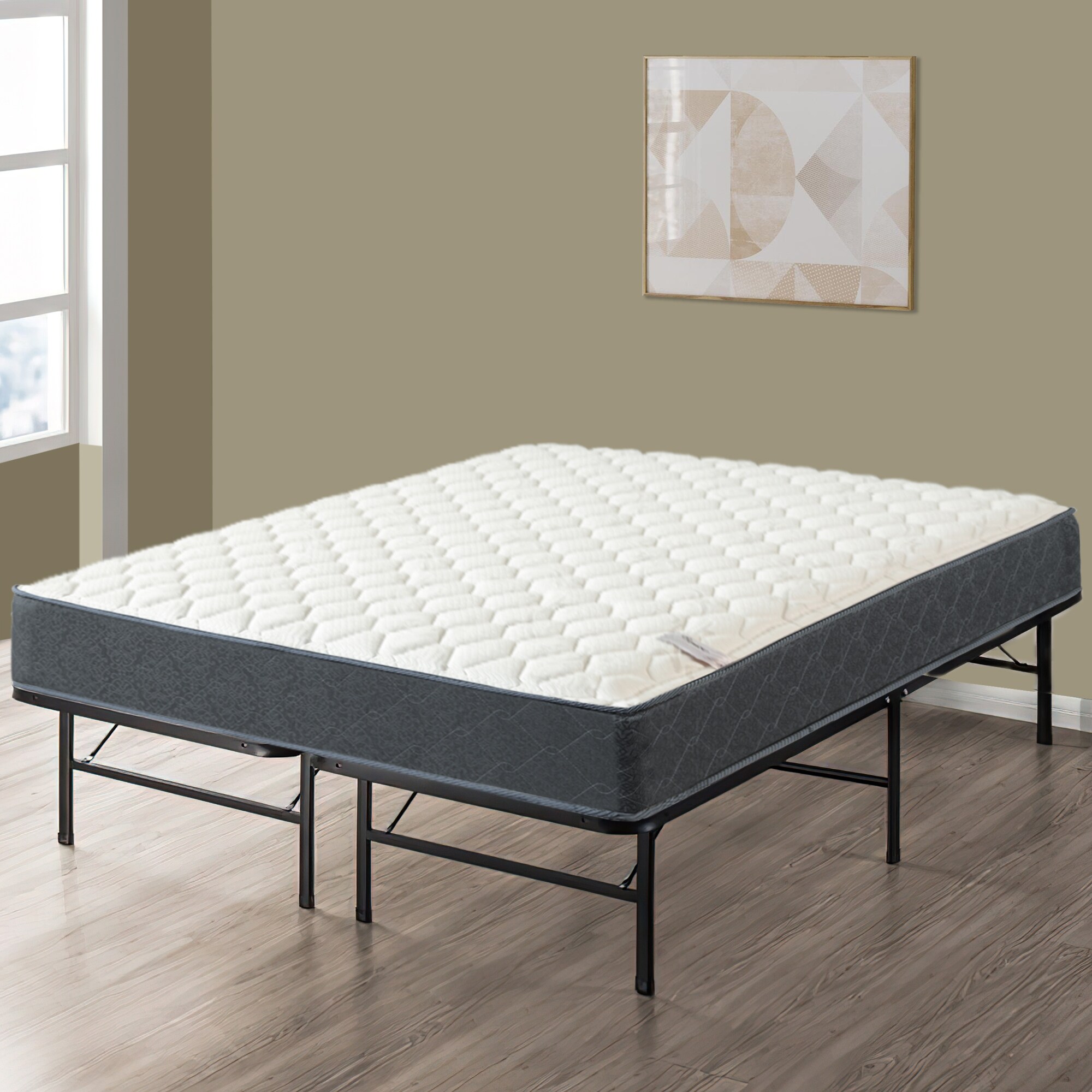 Onetan  Mattress and Platform Bed Set, 10-Inch Memory Foam Medium Tight Top Hybrid Mattress and 14