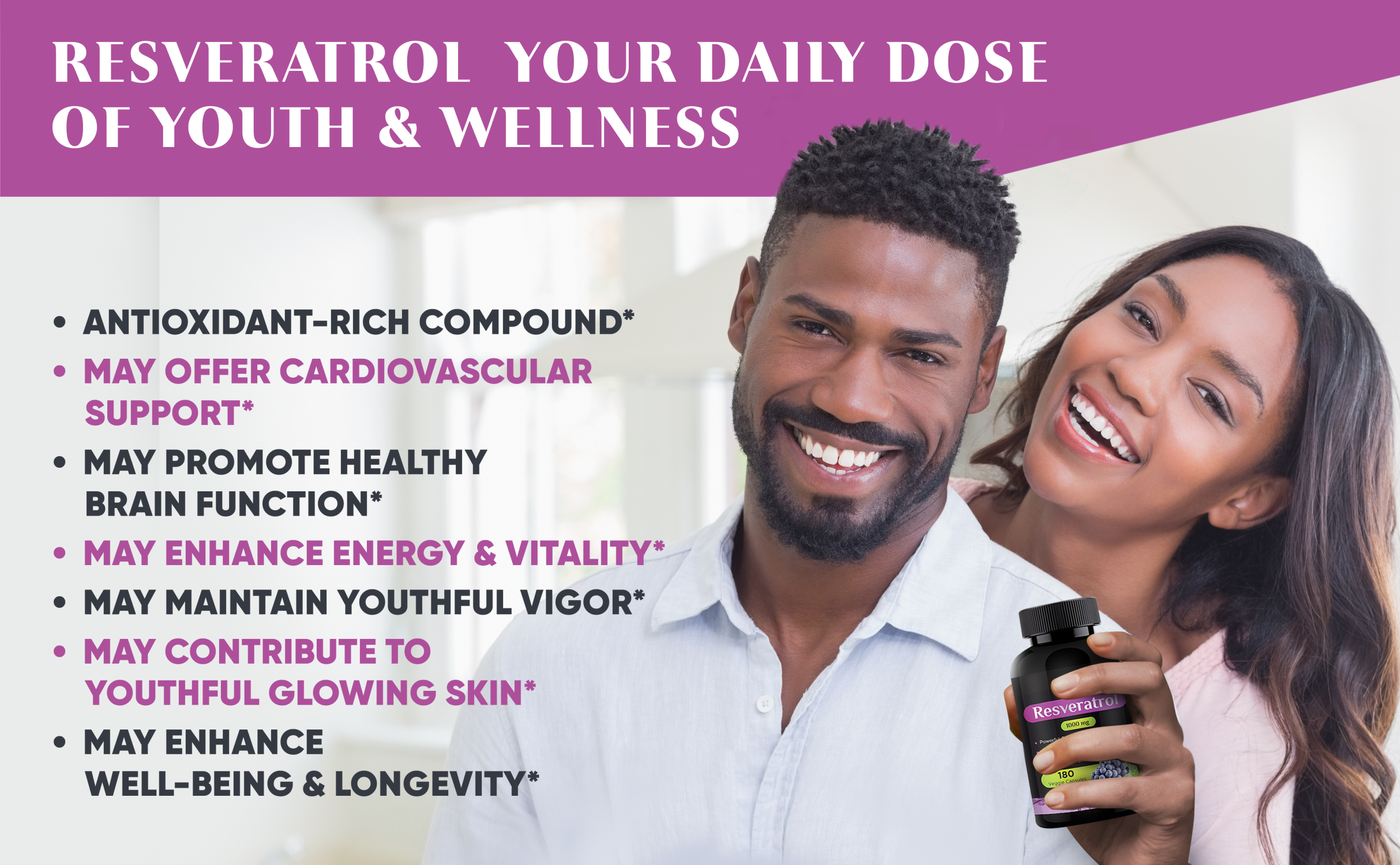 Sylan Trans Resveratrol Supplement Antioxidant 1000mg Anti-Aging Supplements 180 Capsules