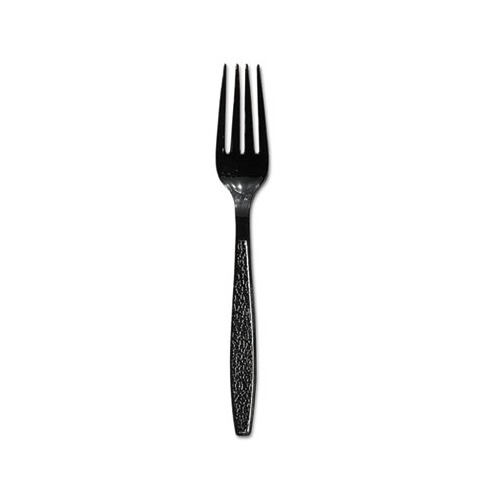 Guildware Heavyweight Plastic Forks Black, 1000/Carton