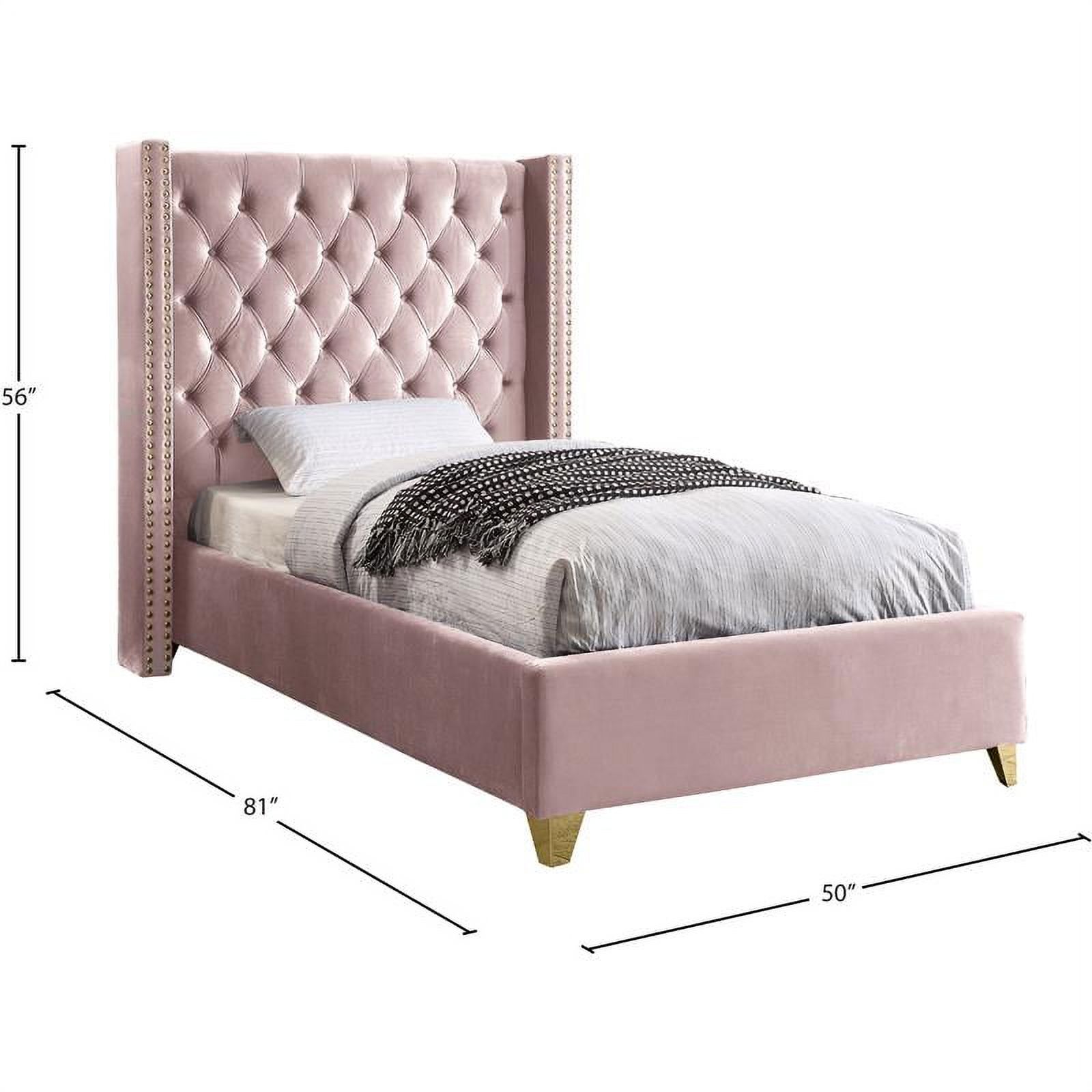 Meridian Furniture Barolo Pink Velvet Twin Bed