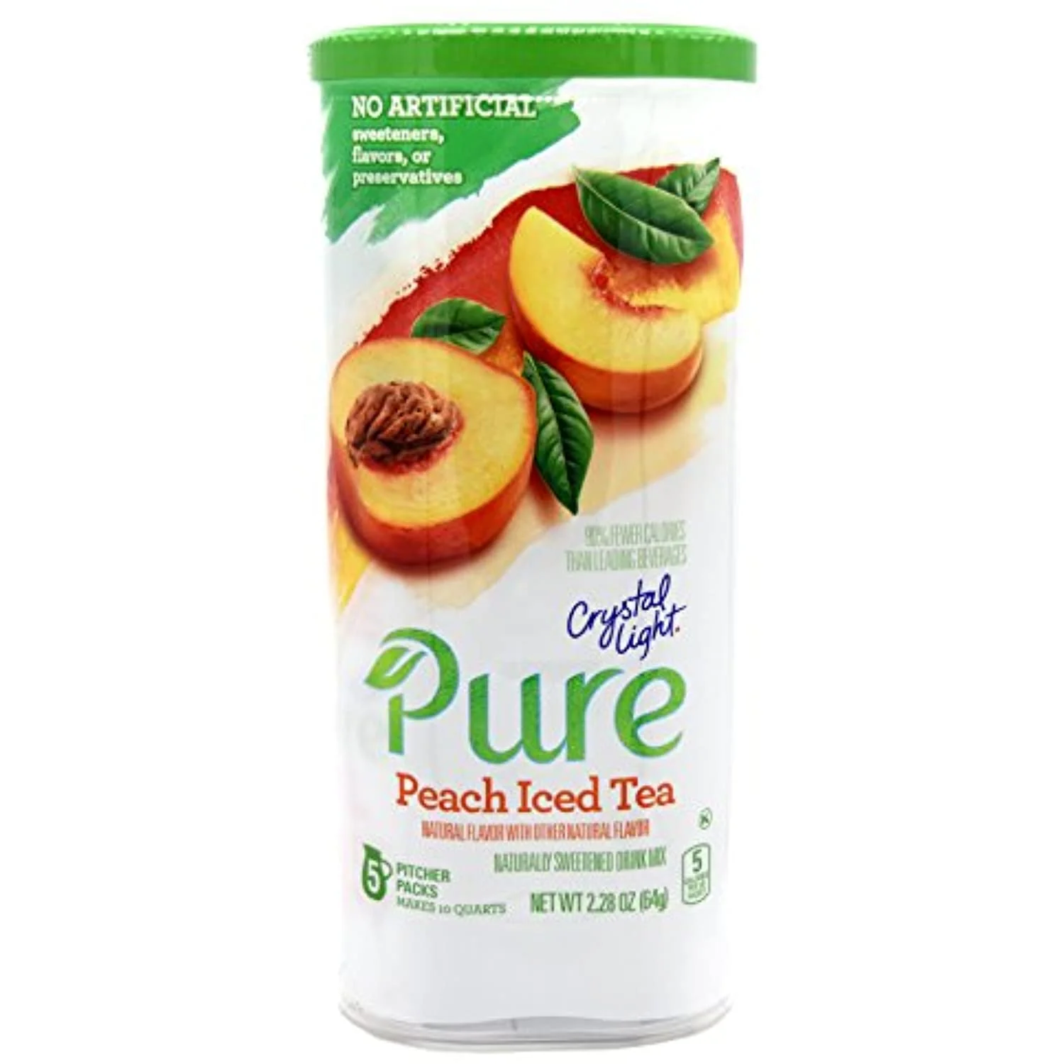 Crystal Light Pure Peach Iced Tea Drink Mix, 10-Quart Canister (4 Canister Pack)