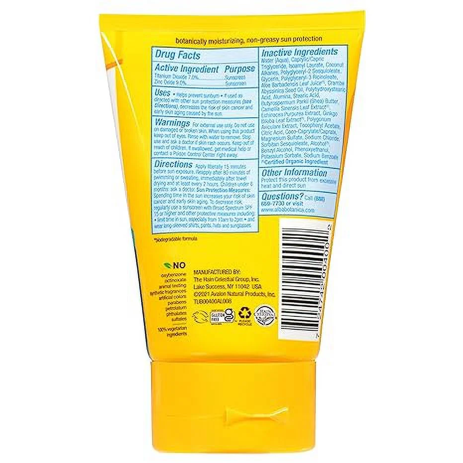 Alba Botanica Sunscreen for Face and Body, Sport Mineral Sunscreen Lotion, Broad Spectrum SPF 45, Water Resistant and Fragrance-Free, 4 fl. oz. Tube