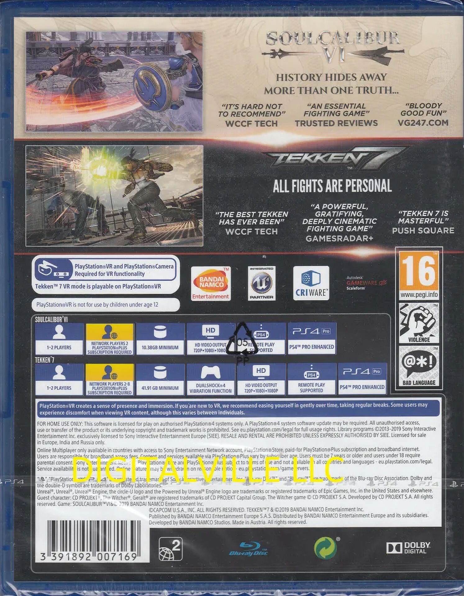 Tekken 7 Soul Calibur VI PS4 Dual Pack 2 Full Games Brand New Factory Sealed