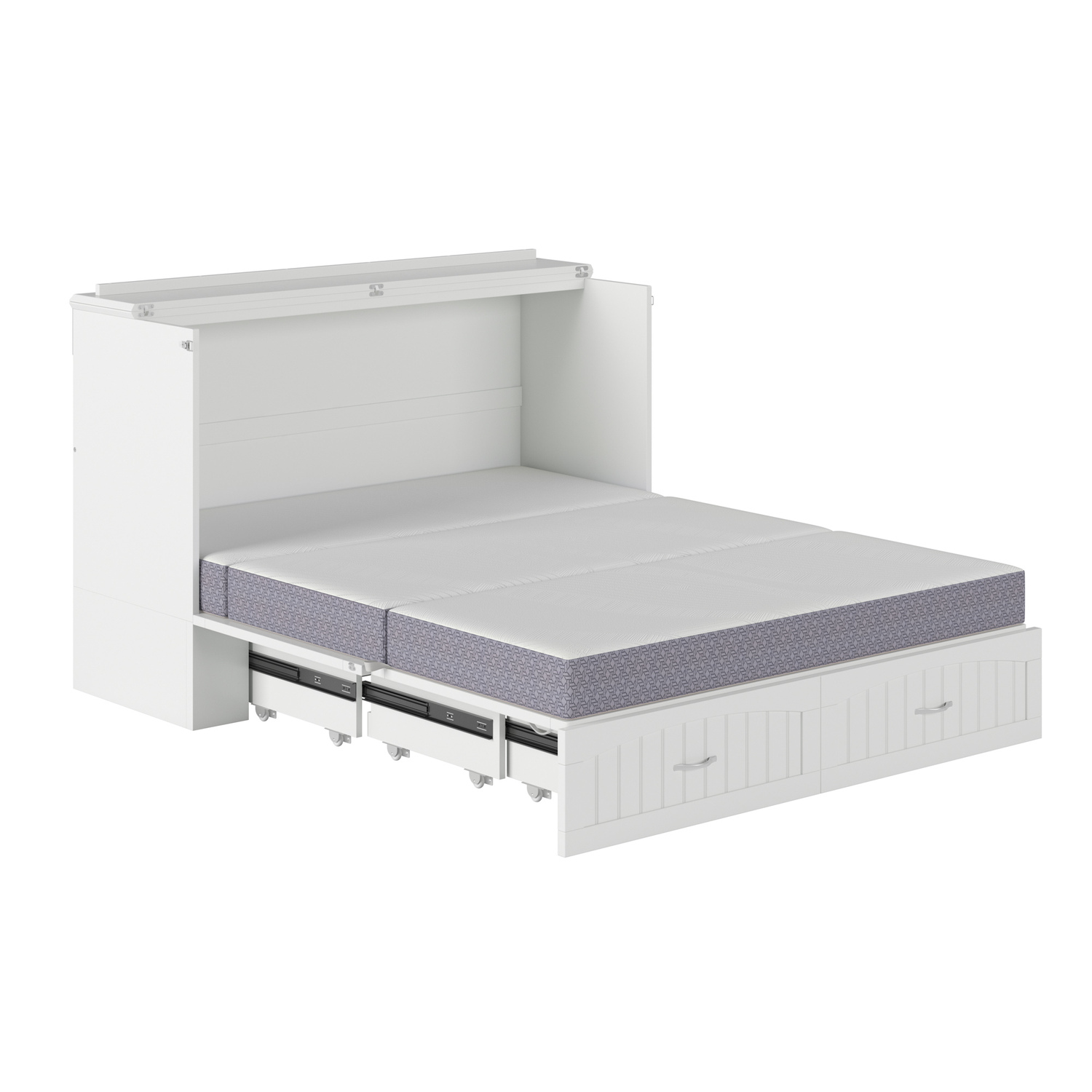 AFI Aspen Queen Solid Wood Murphy Bed Chest with Mattress in White