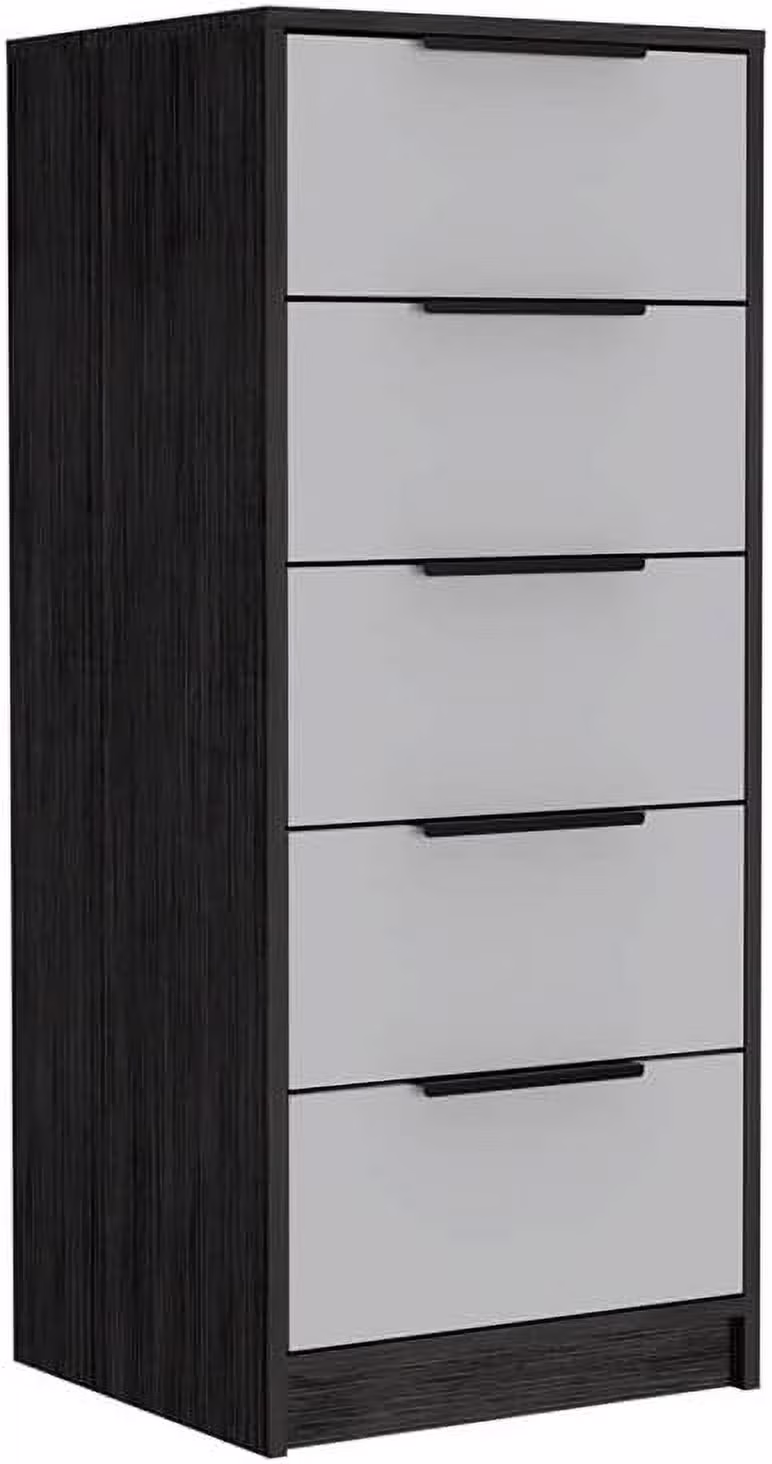 xrboomlife Modern 5-Drawer Engineered Wood Dresser in Smoky Oak/White