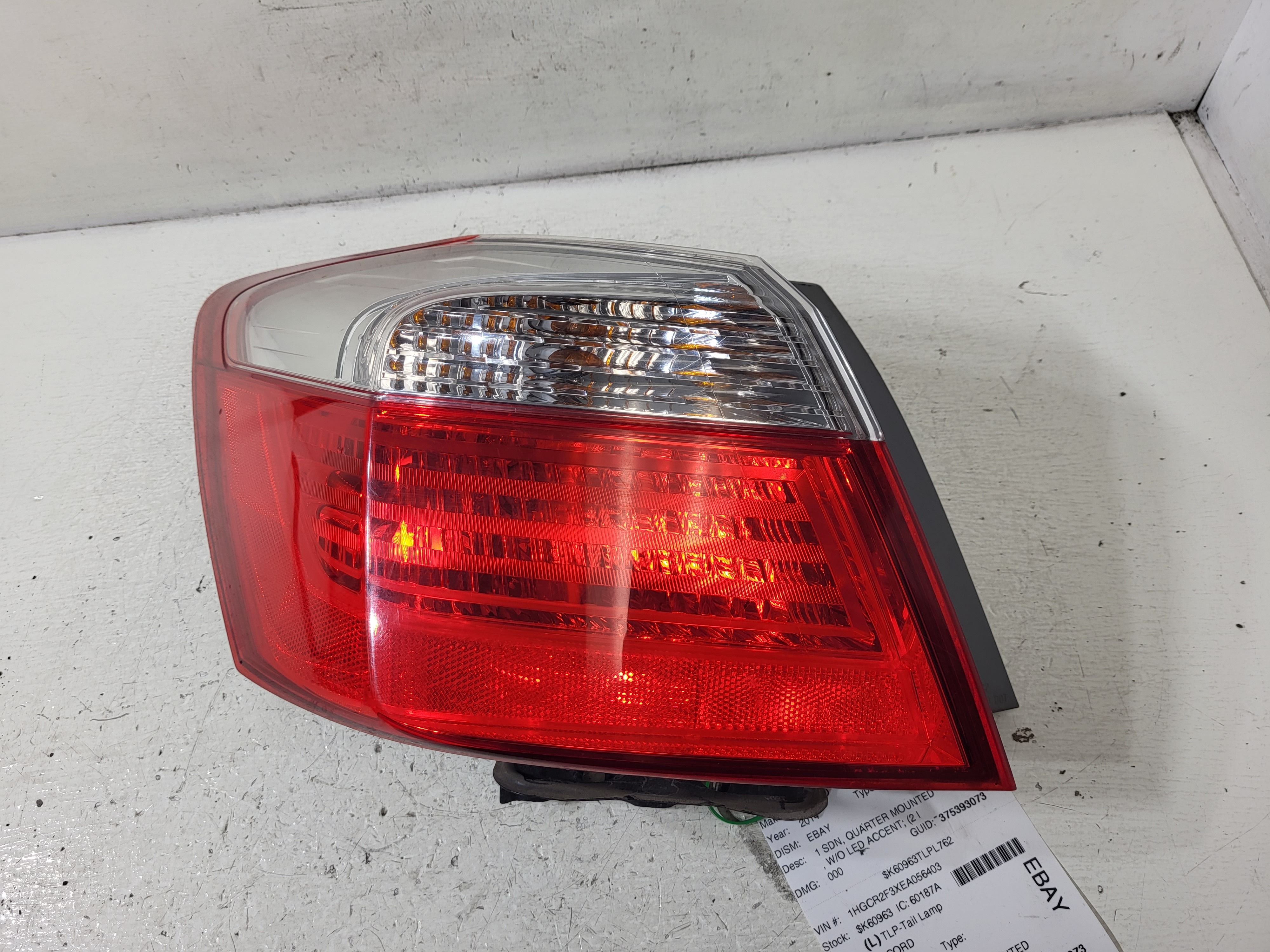 Pre-Owned 2013-2015 Honda Accord Driver LH Quarter Mount Tail Light Lamp OEM LKQ (Good)