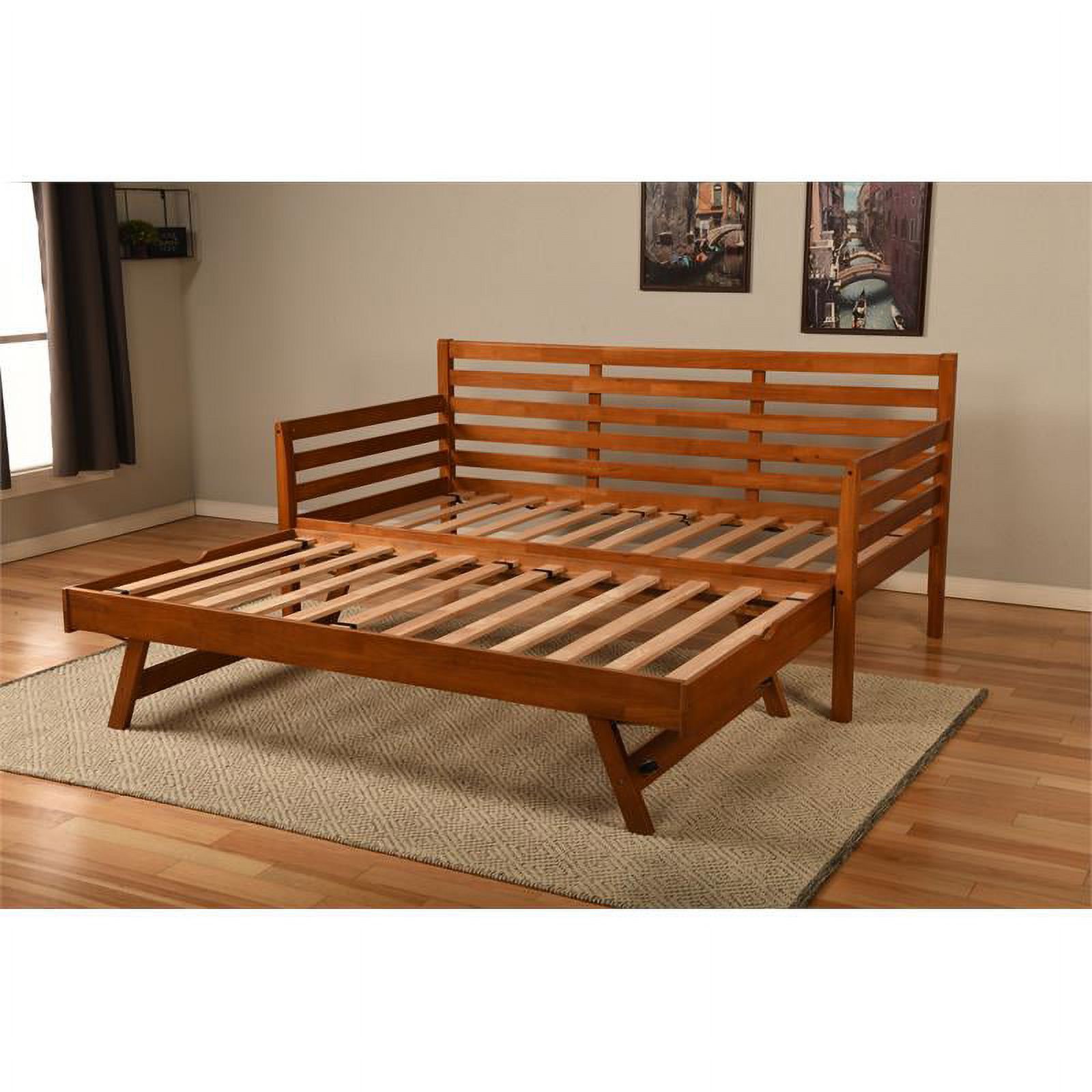 Home Square 3-Piece Set with 2 Fabric Daybed Mattresses and Wood Daybed