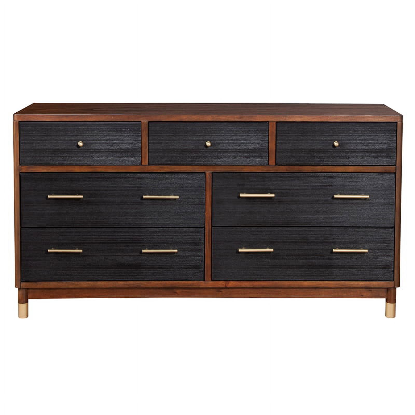 Home Square 3-Piece Set with 7 Drawer Dresser & 2 Nightstands in Dark Walnut