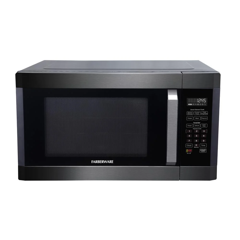Farberware FMO16AHTBSA 1.6 Cu. Full-Size Microwave with Smart Sensor Cooking - Black Stainless Steel