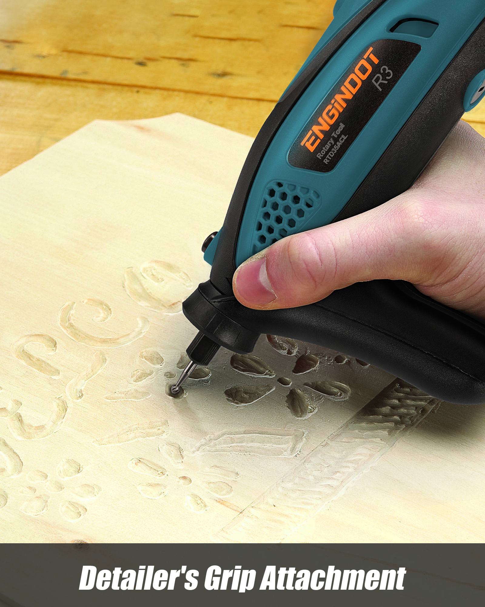 ENGINDOT Rotary Tool Kit with Keyless Chuck Flex Shaft, 6 Variable Speed, 10000-32000 RPM, For DIY, Craft Projects, Blue