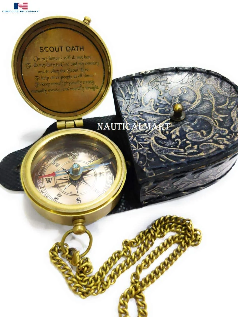 NauticalMart American Compass Antique Vintage Brass Compass
