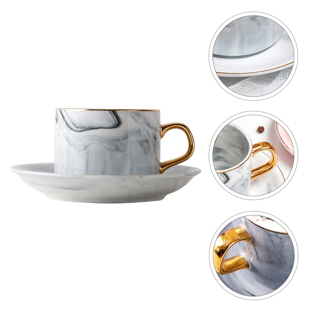 HOMEMAXS 1 Set of Creative Coffee Mug Afternoon Tea Ceramic Cup Mug with a Saucer (Grey)