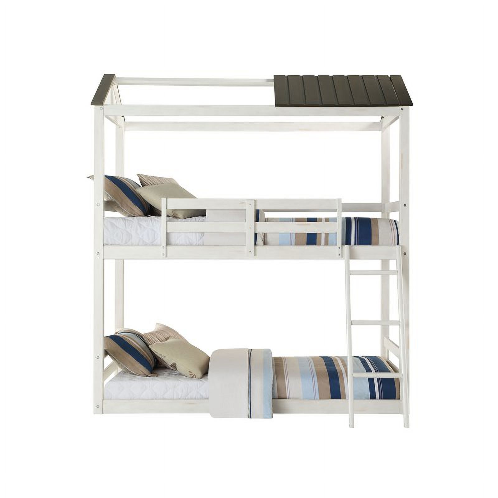 Bowery Hill Twin over Twin Bunk Bed in Weathered White and Gray
