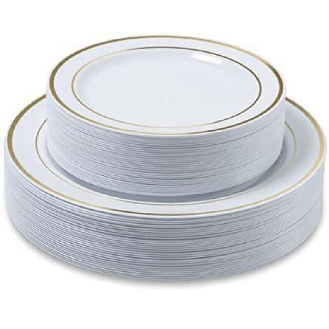 Prime Disposable Gold Trim Plastic Party Plates 9'' and 6'' Heavy Duty Plates