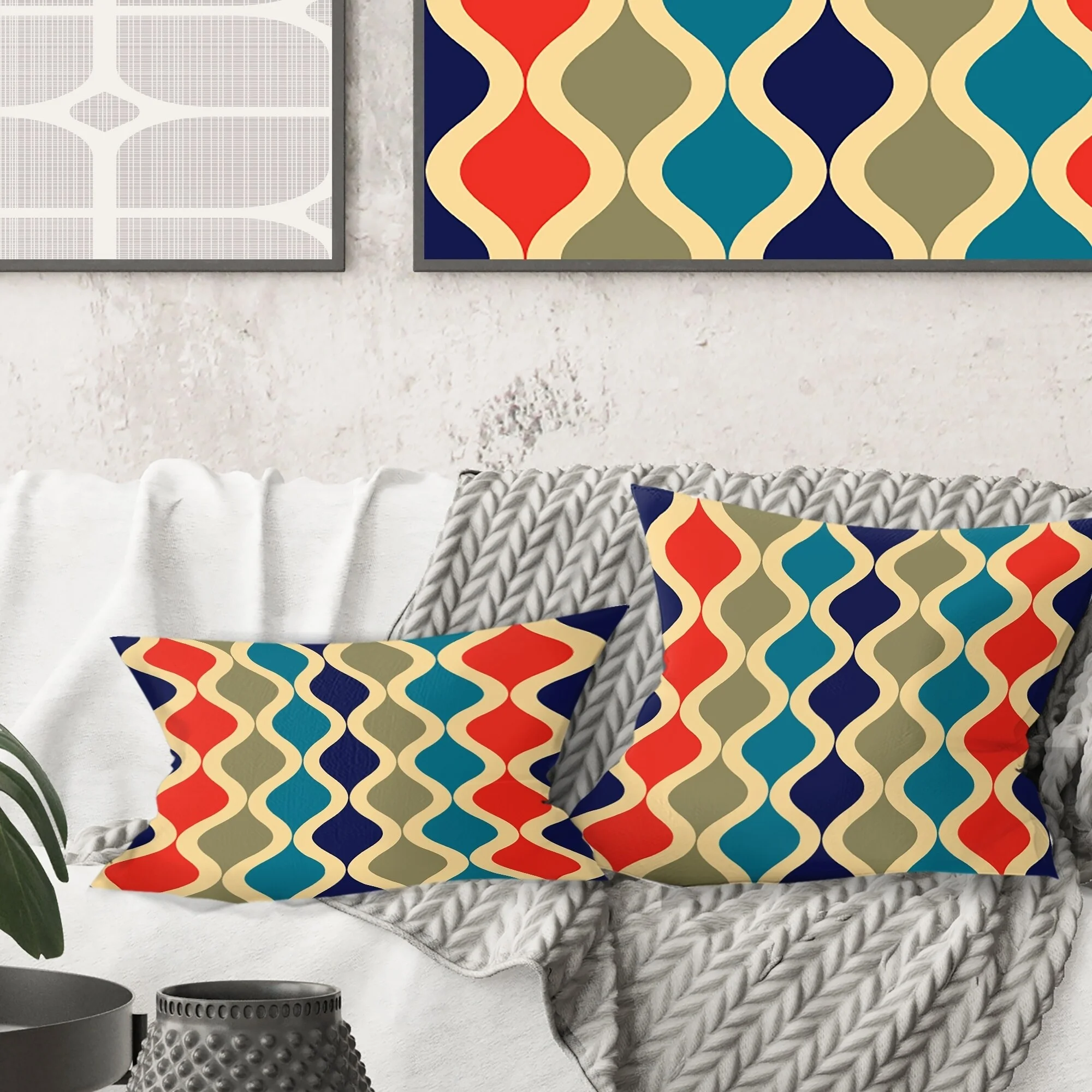 DESIGN ART Designart 'Retro Ornamental Design VI' Mid-Century Modern Throw Pillow 12 x 20 Medium