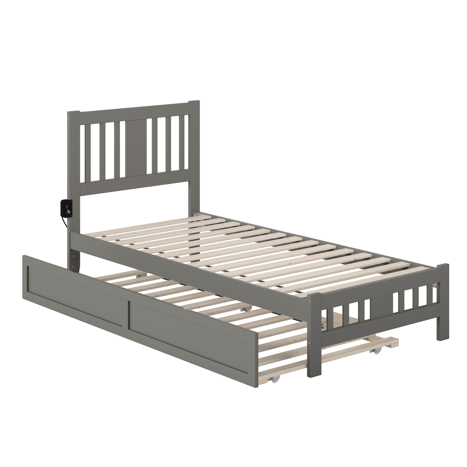 AFI Tahoe Wood Twin XL Bed with Footboard/Twin XL Trundle in Gray
