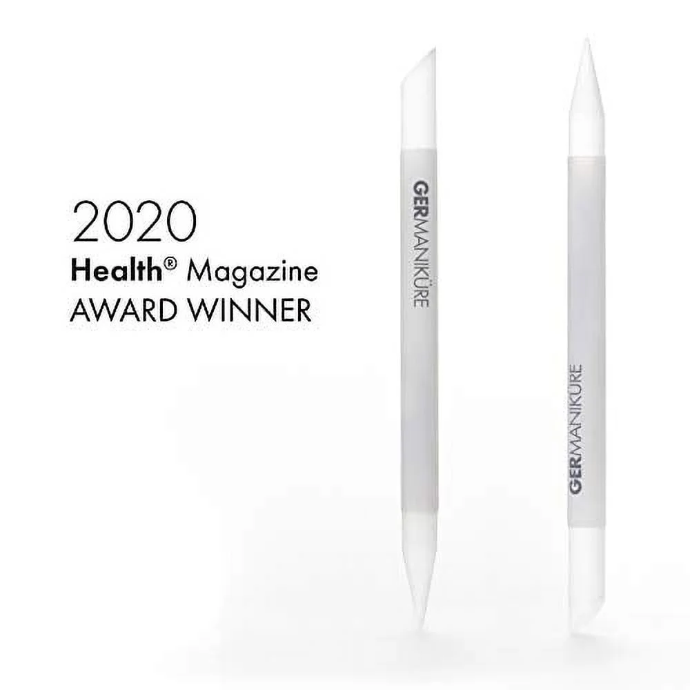 GERMANIKURE Crystal Glass Nail File Set in Beige Suede Case – Handmade in Czech Republic – Professional Manicure & Pedicure Supplies – Glass Cuticle Stick, Pusher, Callous Remover