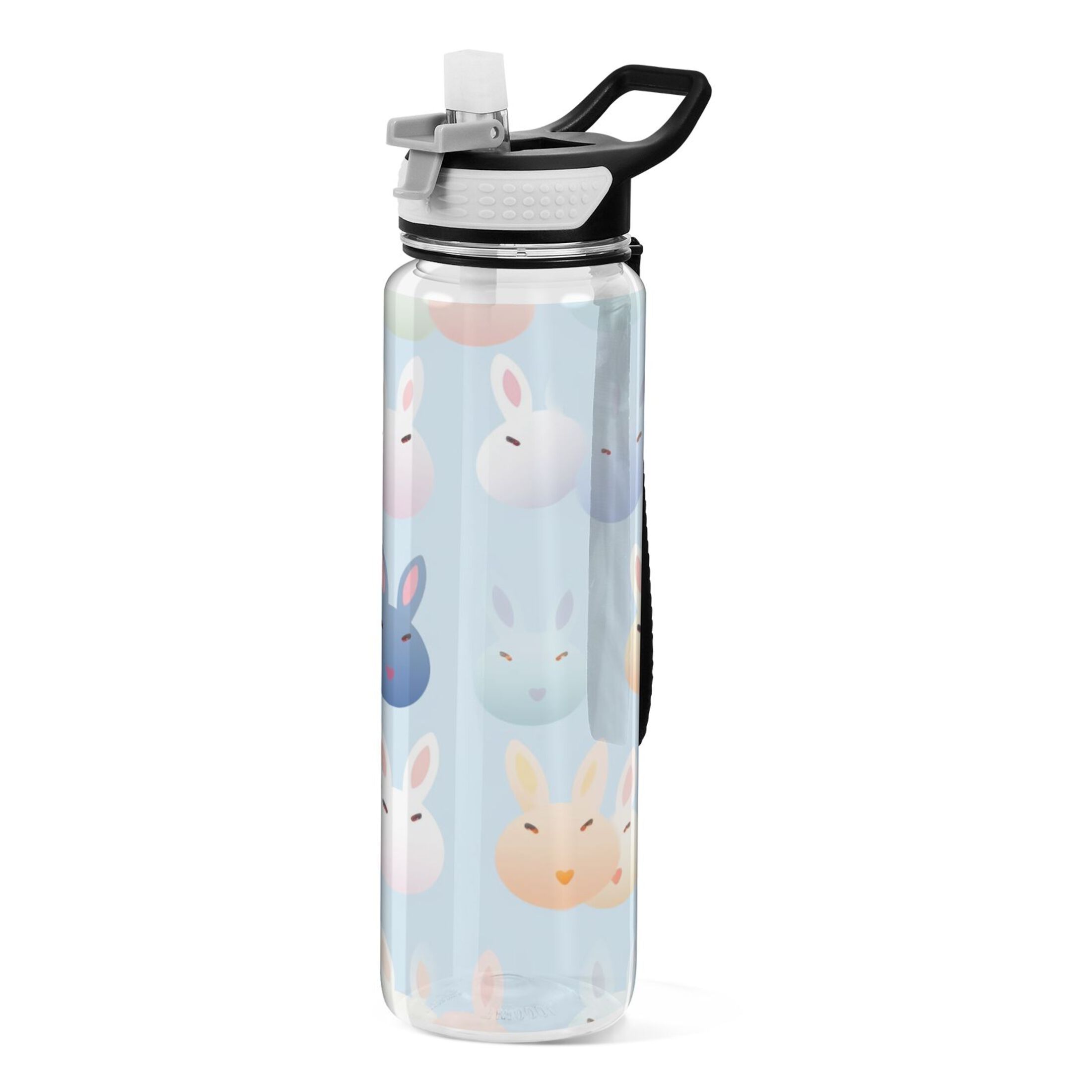 Rabbits Easter 32oz Sports Water Bottles Leakproof Tritan Bottle with Straw BPA Free Clear Bottle for Fitness Gym Outdoor Cycling