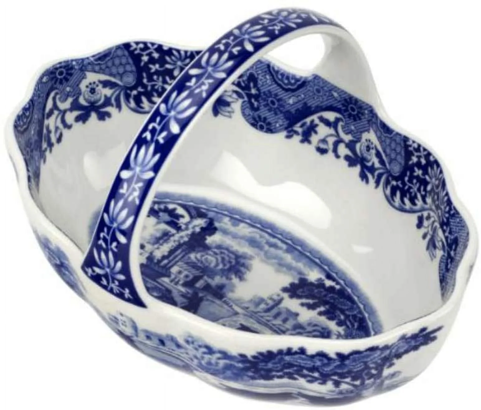 spode blue italian small handled basket 6