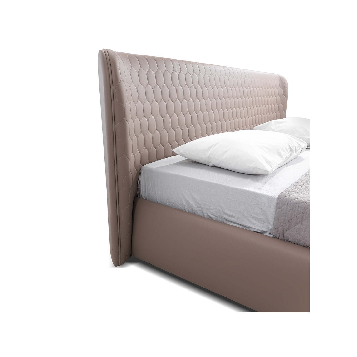 Casabianca Home CB-A101KTA Agoura King Size Bed, Taupe PU with Storage