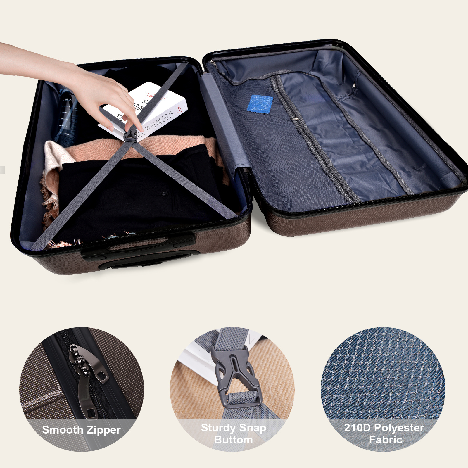 Luxury 3-Piece Luggage Set - 3 Piece Set - 22.82 - Travel stylishly with TSA locks and 360-degree spinner wheels