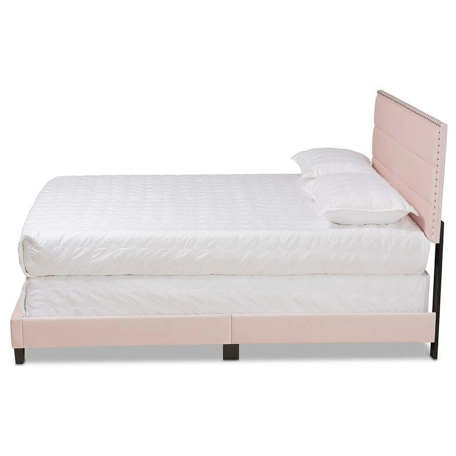 Bowery Hill Light Pink Upholstered Queen Size Panel Bed