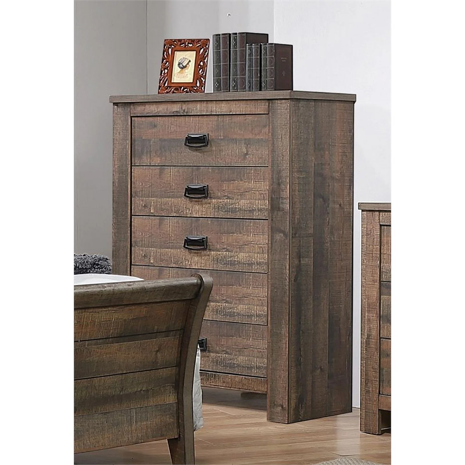Frederick 5-drawer Chest Weathered Oak