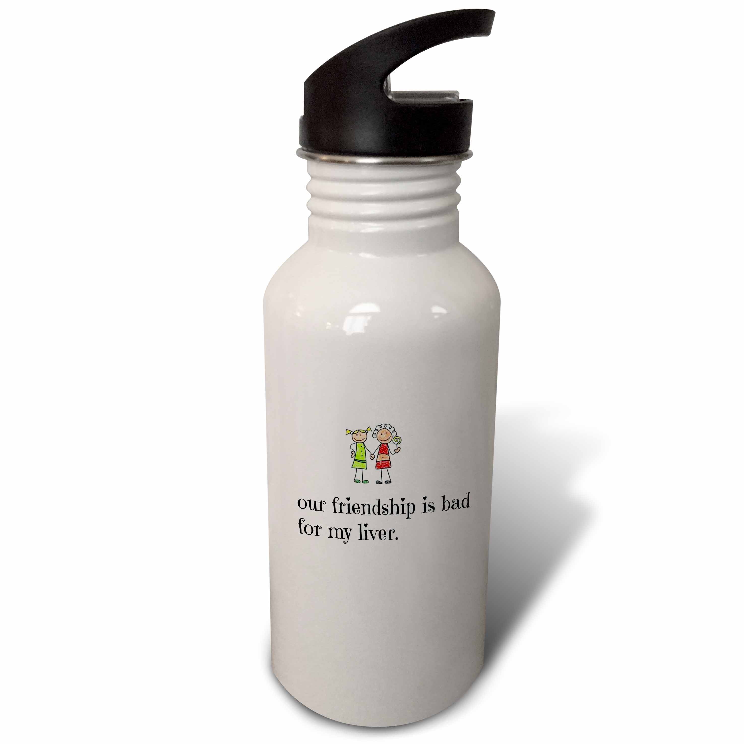 our friendship is bad for my liver, picture of friends, black letters 21 oz Sports Water Bottle wb-172383-1
