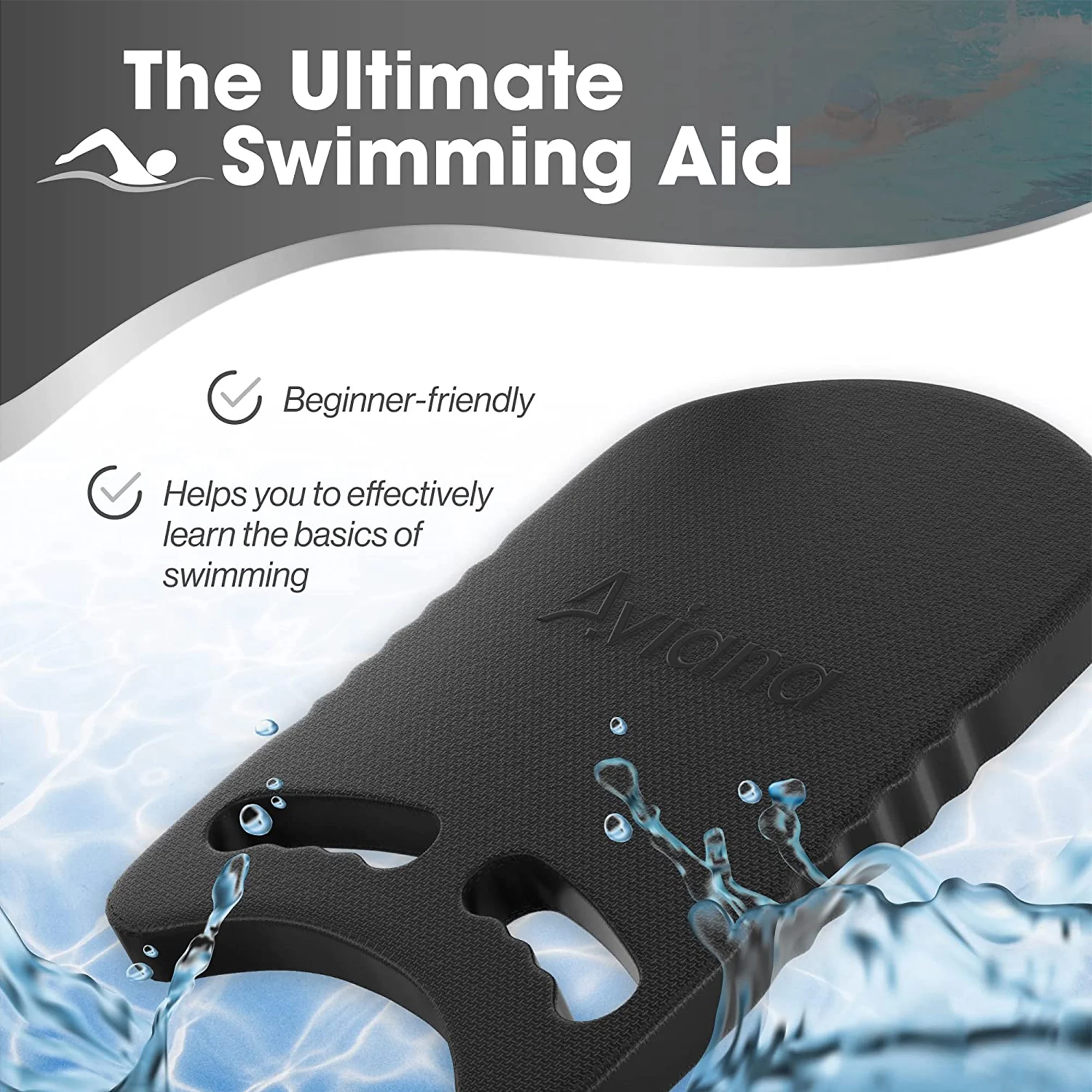 Pro Aviana Adult Kickboard for Swimming Training Pool Paddle Board, Black