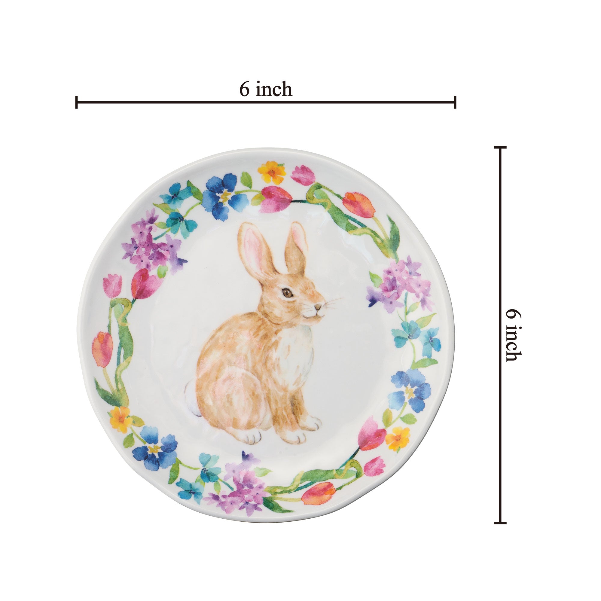Gourmet Art 4-Piece 6 Inch Melamine Serving Plates Appetizer Plates Dessert Plates (Hello Easter)