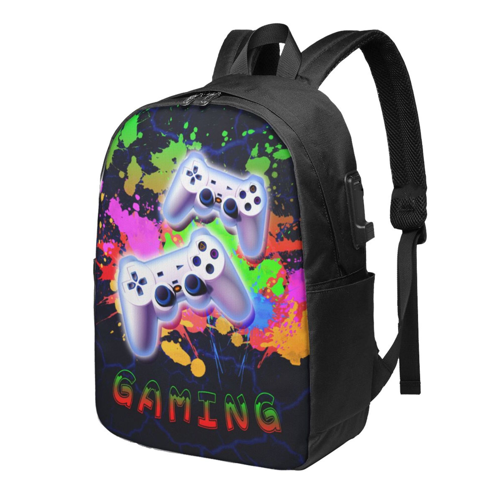 TEQUAN Travel Laptop Backpack, Colorful Game Controller Prints Outdoor Hiking Bag School Bookbag Casual Lightweight Daypack